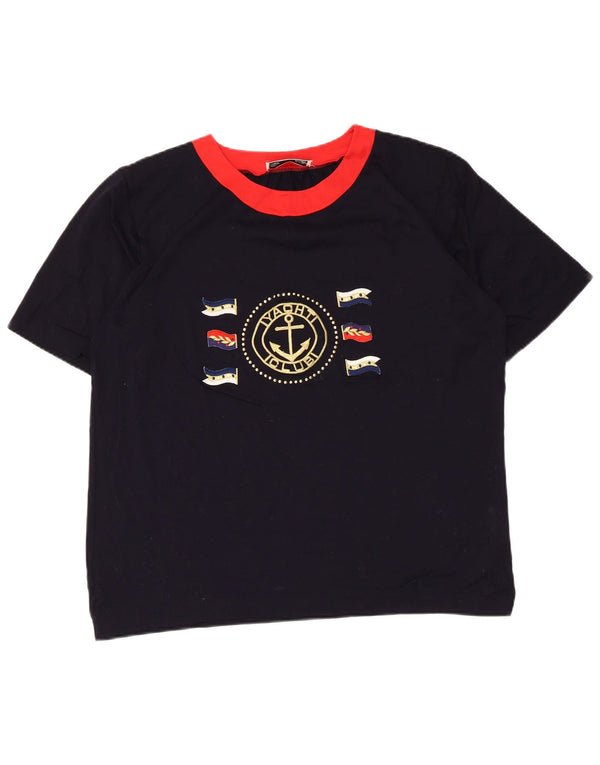 Tricou cu grafic vintage pentru femei Top UK 16 mare bleumarin