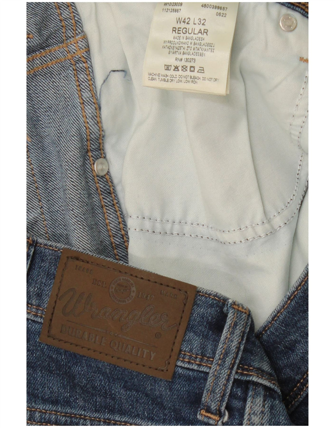 Blugi drepți tăiați WRANGLER pentru bărbați, cu ajustare normală, W42 L26, bumbac albastru