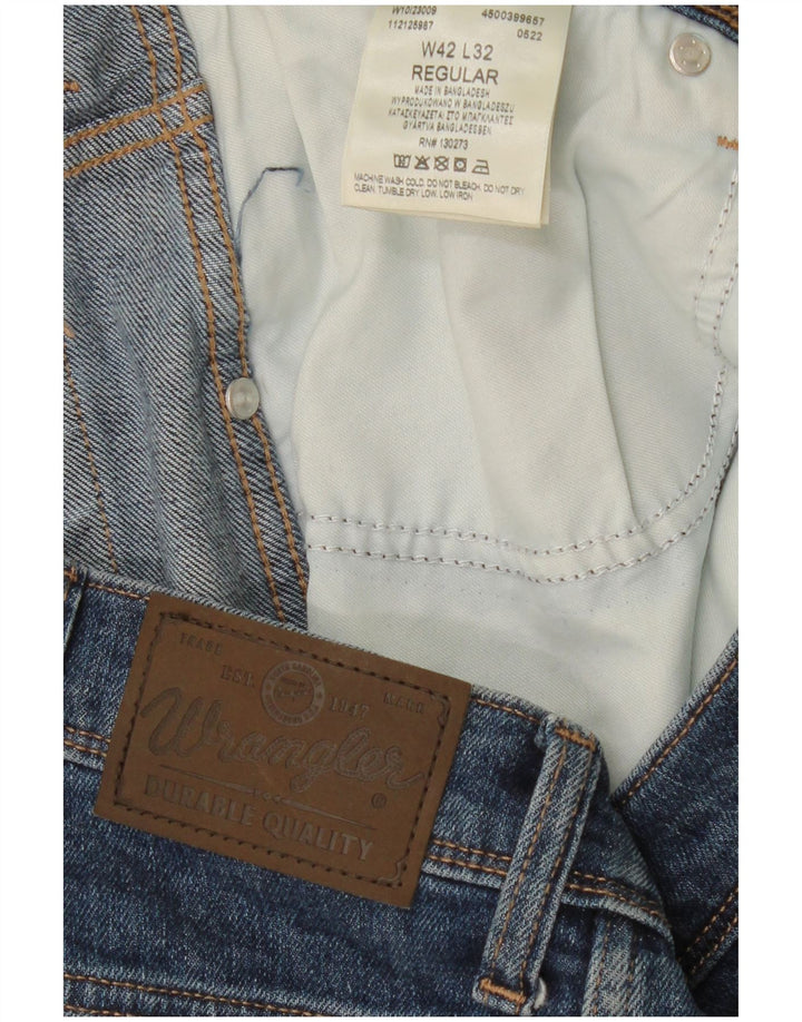 Blugi drepți tăiați WRANGLER pentru bărbați, cu ajustare normală, W42 L26, bumbac albastru