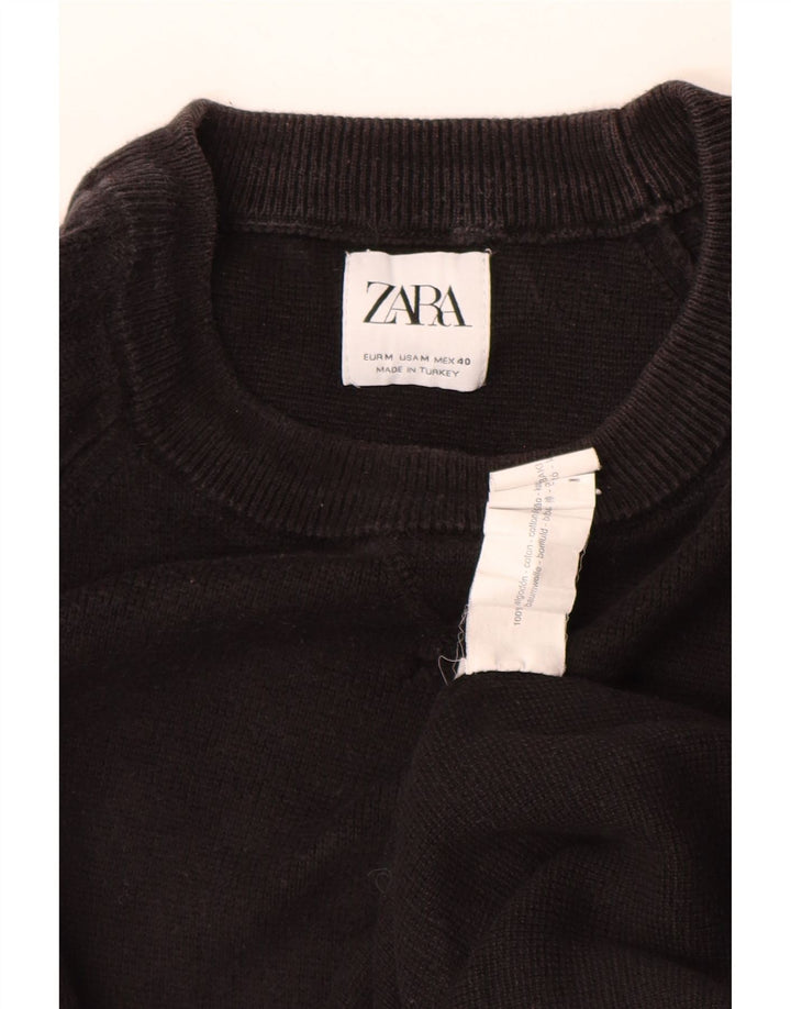 Pulover ZARA pentru bărbați, cu gât crew, bumbac maro mediu