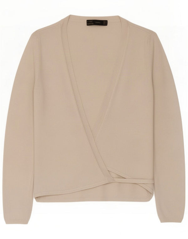 Zara Womens Wrap Cardigan Sweater UK 8 Small Beige