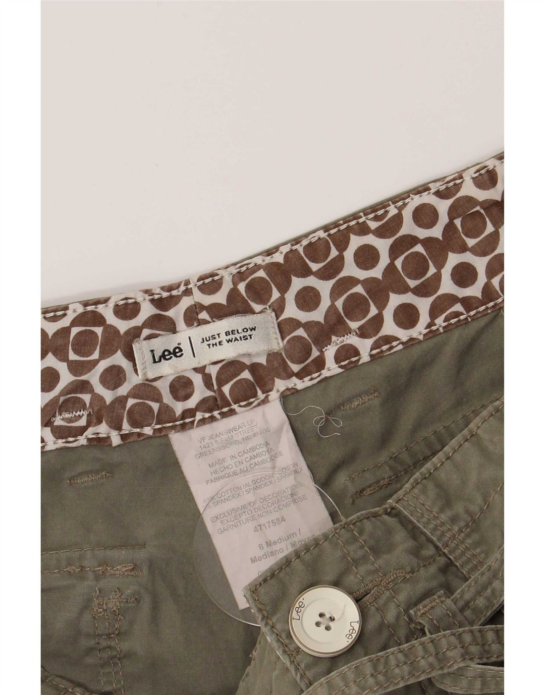 Pantaloni scurti cargo pentru femei Lee US 8 Medium W30, bumbac verde