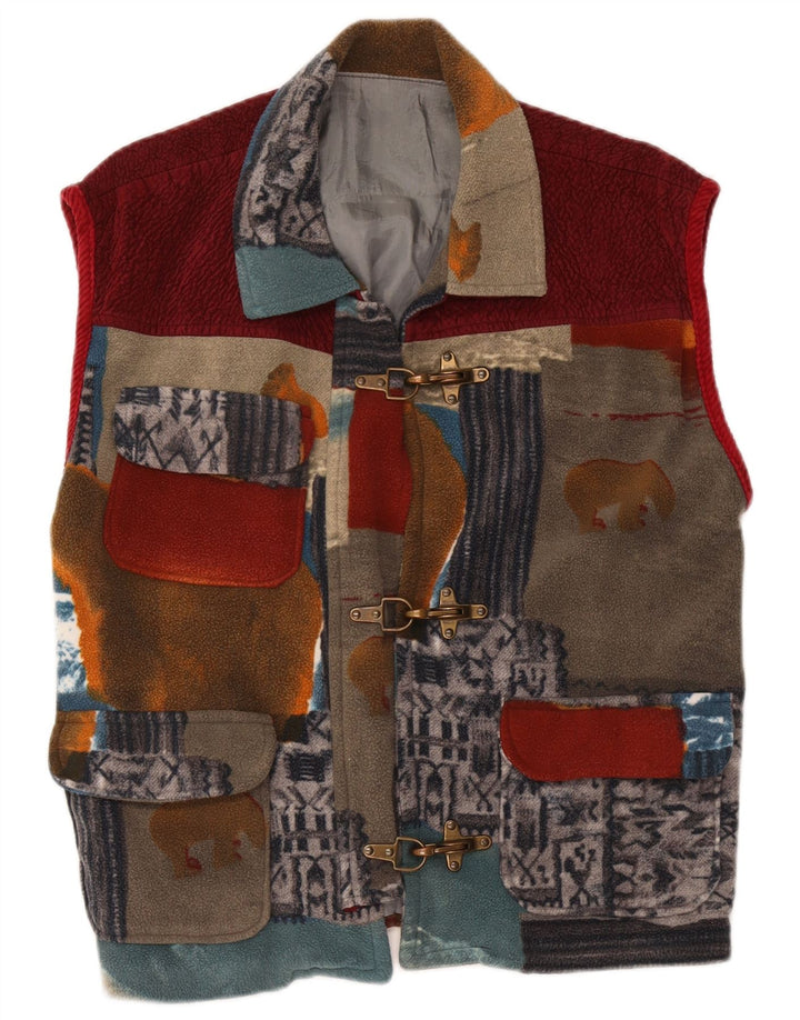 Gilet vintage pentru femei din fleece Utility UK 42 XL, multicolor, patchwork