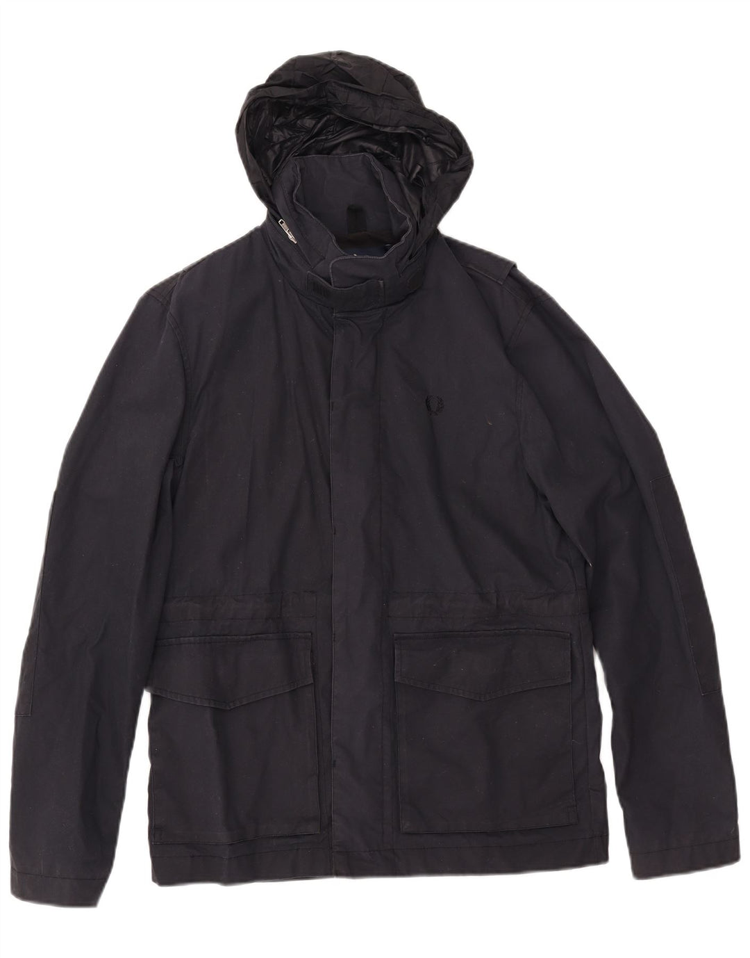 FRED PERRY Jachetă de vânt cu glugă pentru bărbați UK 36 Bumbac, albastru bleumarin mic