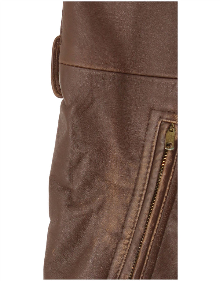 Geacă de piele vintage pentru bărbați IT 52 XL din piele maro
