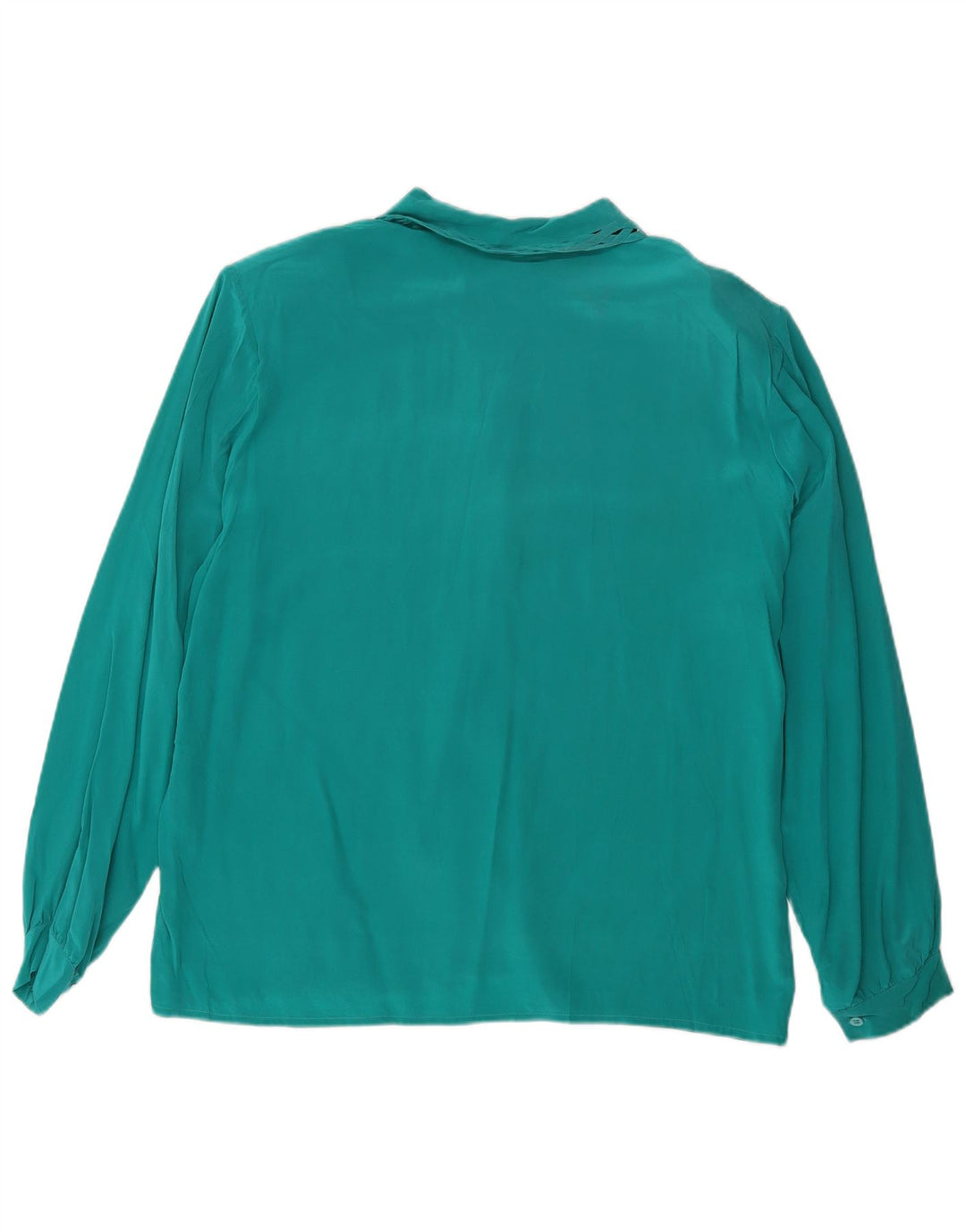 Bluză de cămașă vintage pentru femei UK 16, mare, verde, mătase