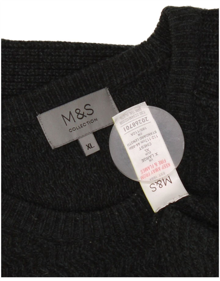Pulover pentru bărbați Marks & Spencer cu gât roșu, XL, gri acrilic pete