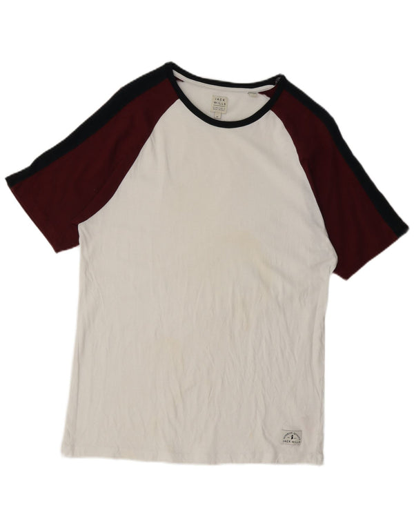 Jack Wills Tricou pentru bărbați Top Medium White Colorblock Bumbac