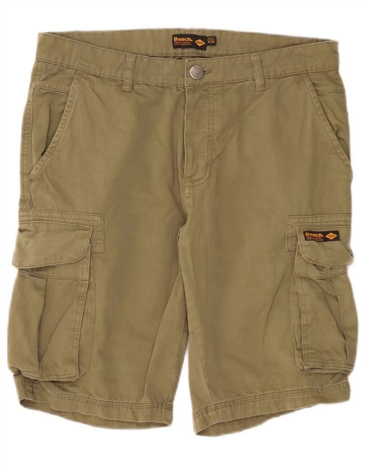 Pantaloni scurți cargo pentru bărbați Bench W30, bumbac verde mediu
