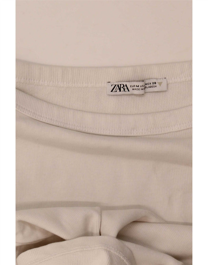 Tricou Crop pentru femei Zara UK 12 Medium White