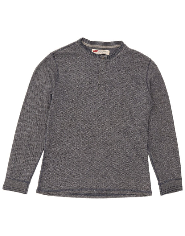 Levi's Mens Standard Fit Top Long Sleeve Small Grey Herringbone Cotton