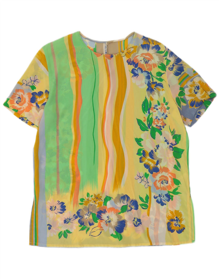 Bluză vintage pentru femei UK 14 mare, multicoloră, florală