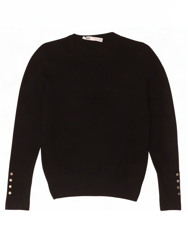 Pulover pentru damă Zara cu gât roșu, mic, negru, viscoză