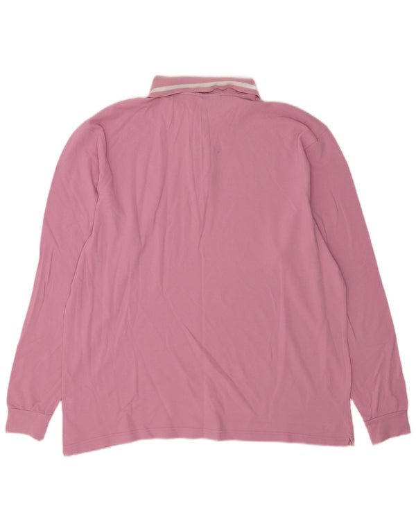 Tricou polo cu mânecă lungă Diadora pentru bărbați, bumbac roz 2XL