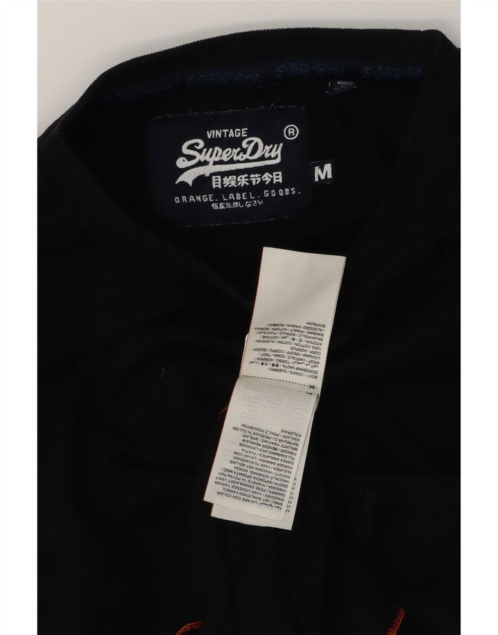 SUPERDRY Top pentru bărbați cu mânecă lungă din bumbac mediu negru