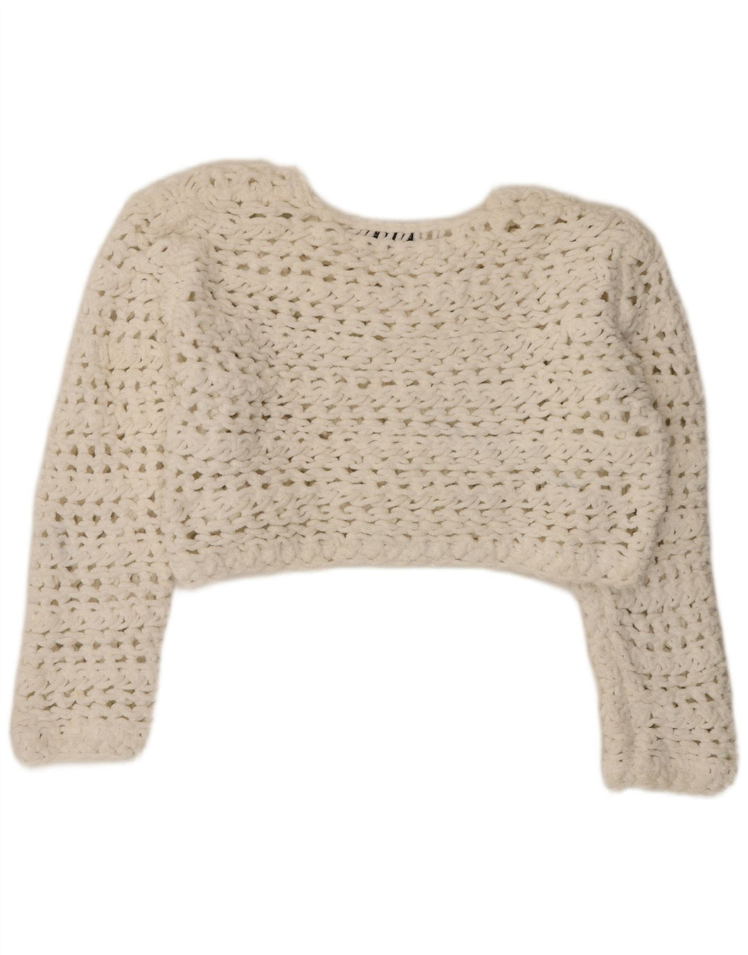 Pulover oversized Crop Crew Deck pentru femei Zara UK 14 Medium White