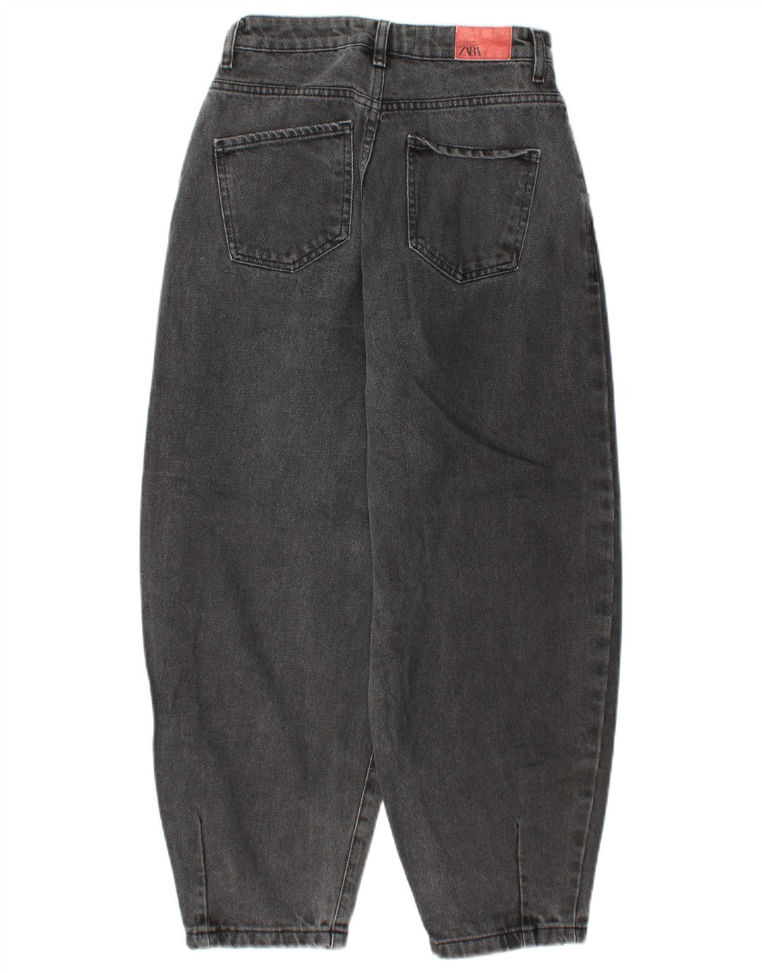 ZARA Womens Balloon Crop High Waist Jeans EU 34 2XS W24 L25 Grey