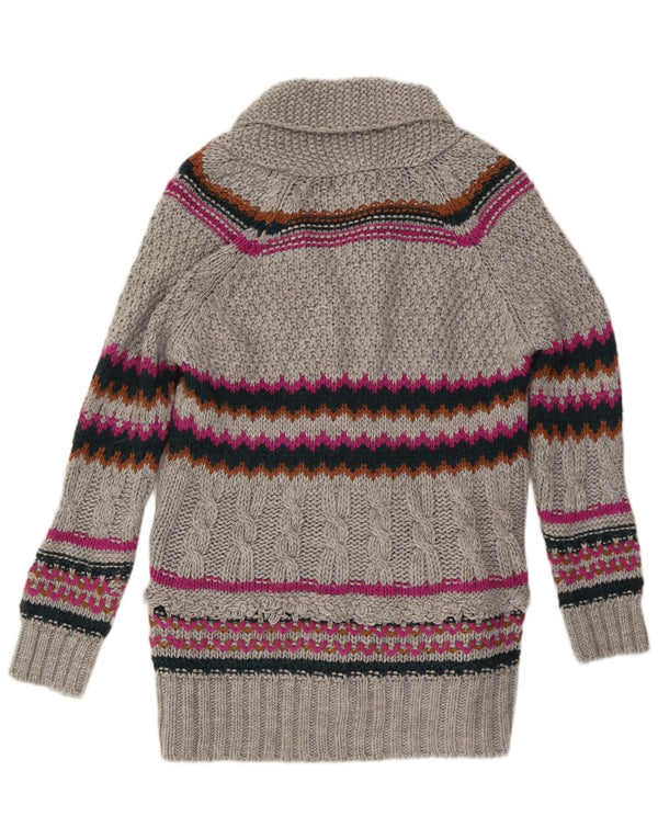Pulover cardigan pentru femei Zara UK 16, mare, gri, cu dungi acrilice