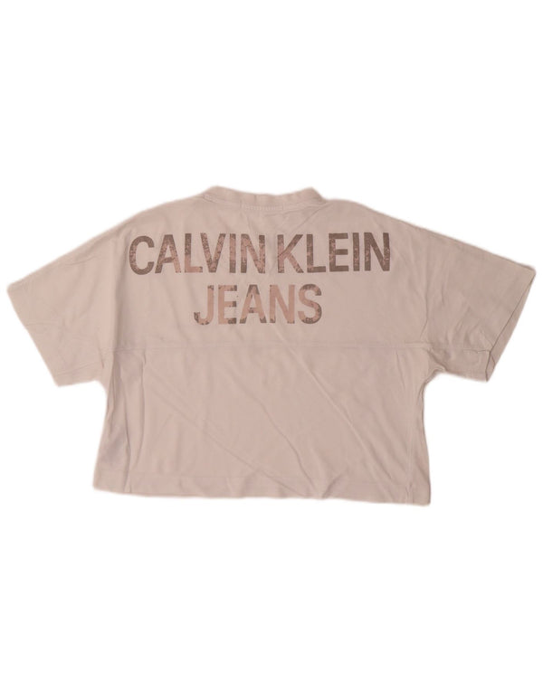Tricou grafic supradimensionat pentru femei Calvin Klein Jeans Top UK 6 XS Alb