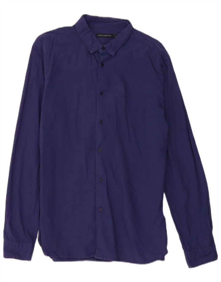 Cămașă pentru bărbați French Connection Slim Fit, mare, albastru bleumarin, bumbac
