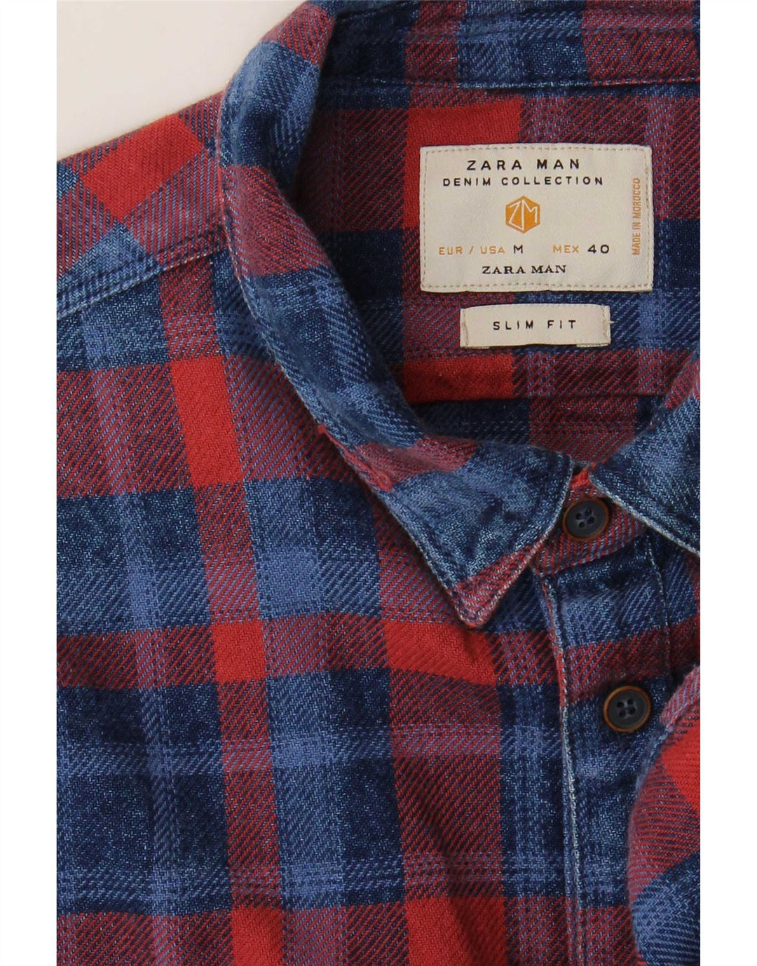 Cămașă de flanel pentru bărbați Zara, slim fit, roșu mediu, carouri