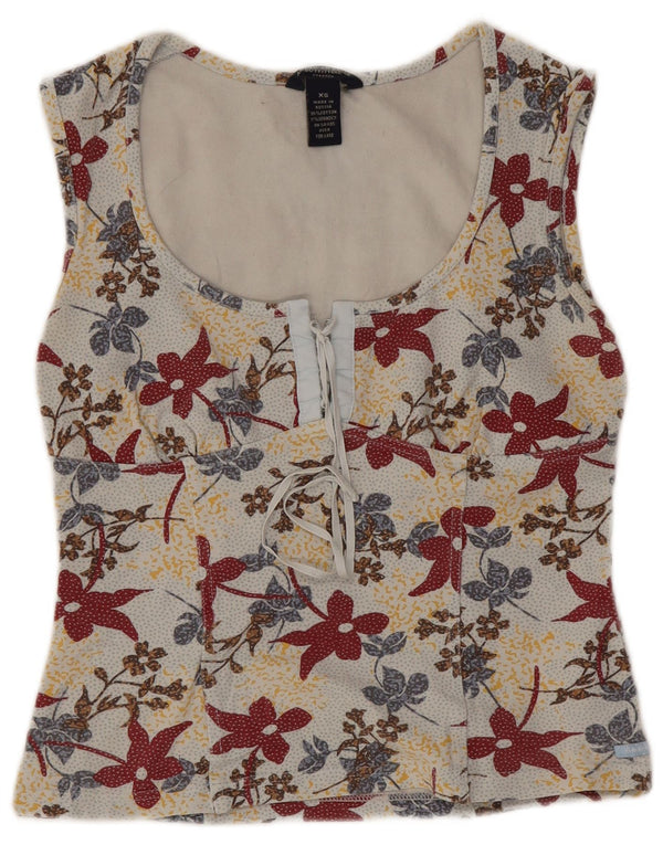 Bluză pentru femei American Eagle, UK 4 XS, bumbac floral alb