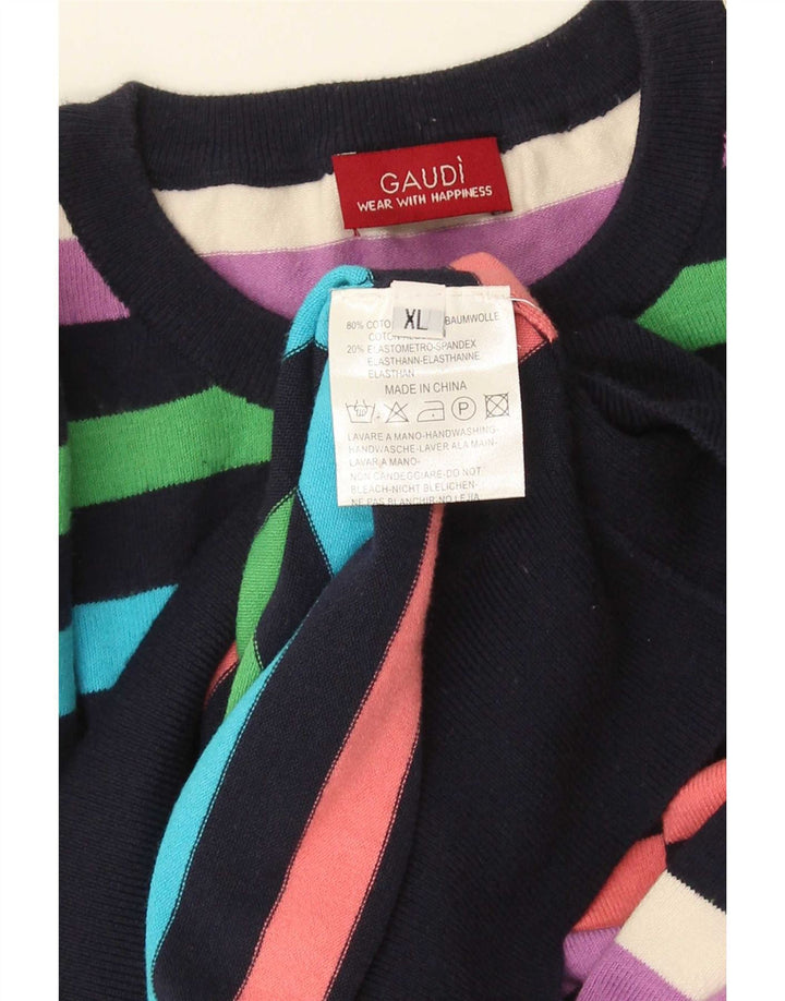 Pulover Gaudi pentru bărbați, cu gât crew, XL, bumbac cu dungi multicolore