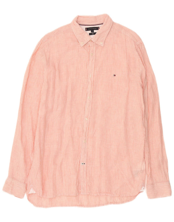 Cămașă pentru bărbați Tommy Hilfiger Slim Fit, XL, in dungi roz