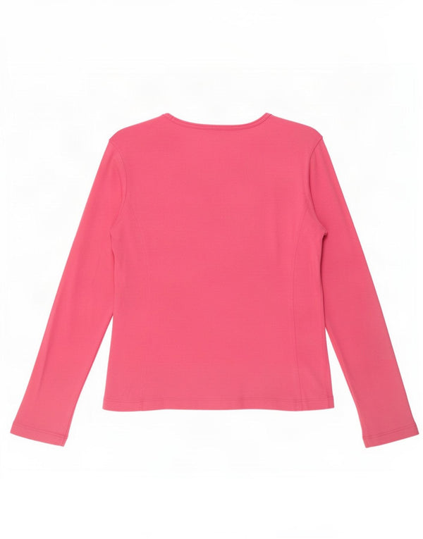 Champion Womens Crop Top Long Sleeve UK 12 Medium Pink Cotton