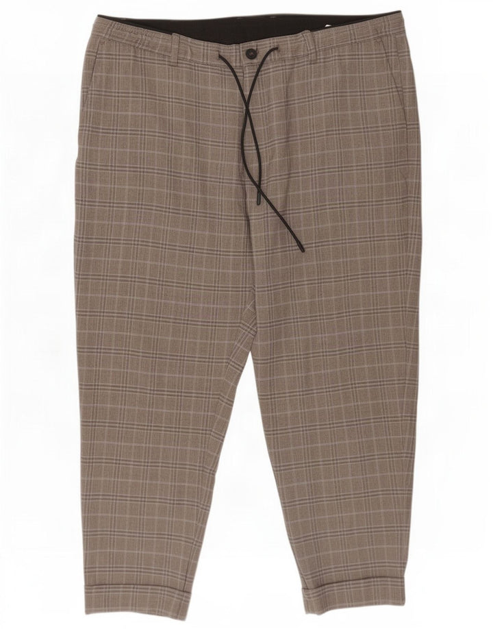 Pantaloni tăiați pentru bărbați Zara XL W34 L24 poliester cu carouri gri