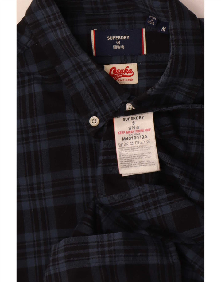 Cămașă de flanel pentru bărbați Superdry, bumbac cu carouri bleumarin mediu