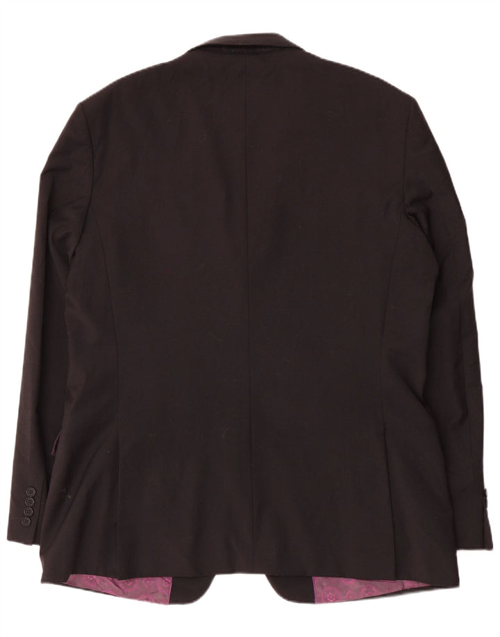 Ted Baker Jachetă pentru bărbați, lungă, cu 2 nasturi, cu ajustare normală, UK 44 2XL, lână neagră