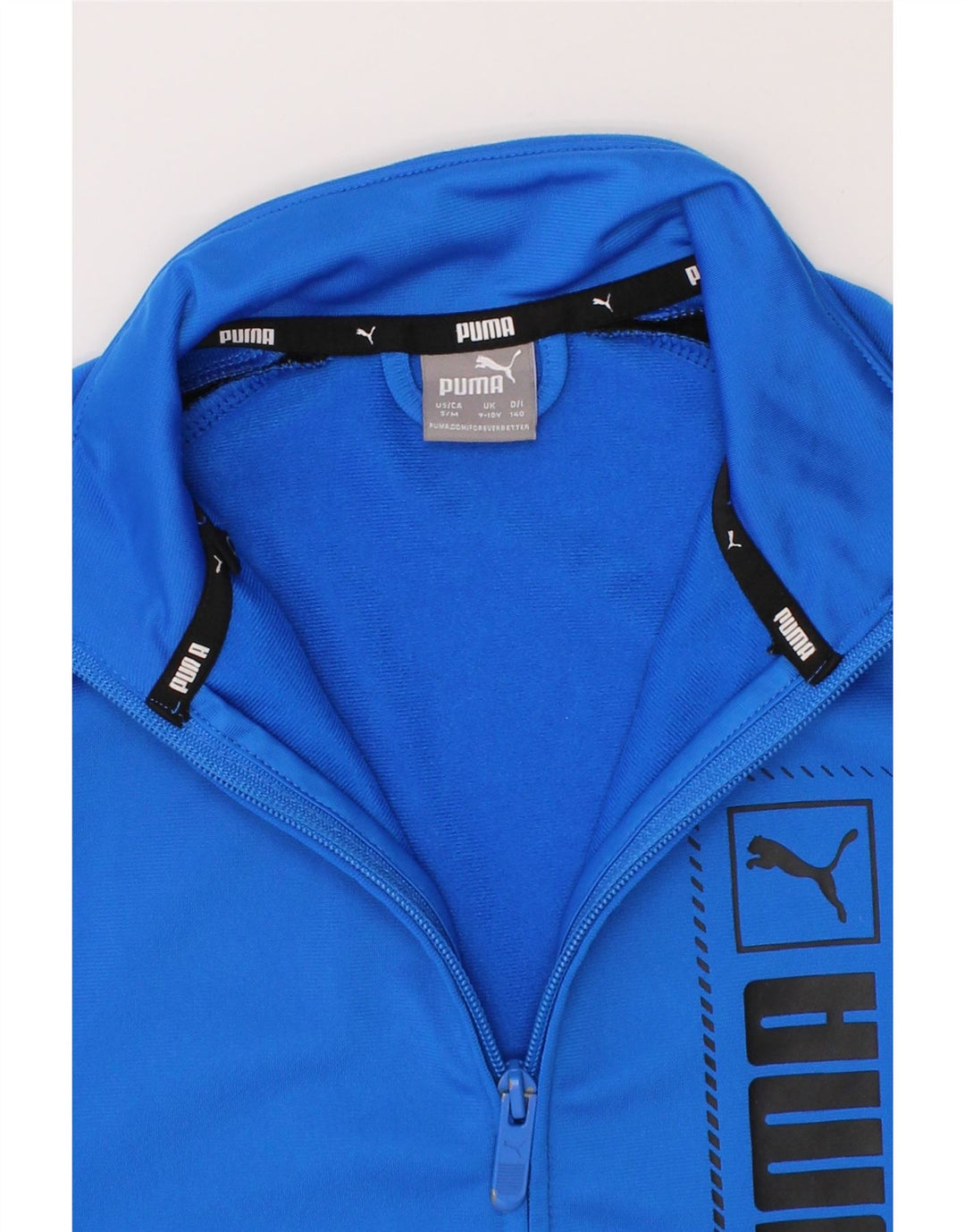 PUMA Boys Graphic Tracksuit Top Jacket 9-10 Years  Blue Colourblock Vintage Puma and Second-Hand Puma from Messina Hembry 