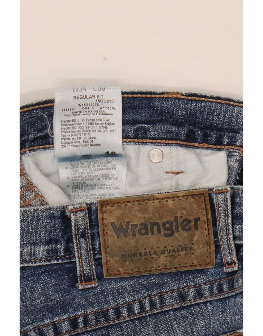 Blugi drepti Wrangler pentru bărbați, cu ajustare normală, W34 L30, bumbac albastru