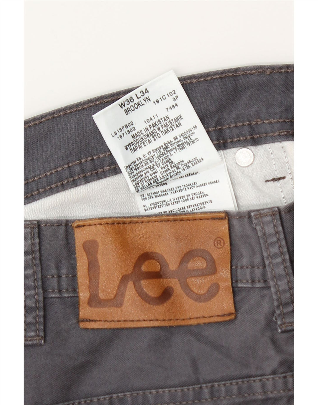 Pantaloni casual drepti pentru bărbați Lee Brooklyn W36 L32 bumbac gri