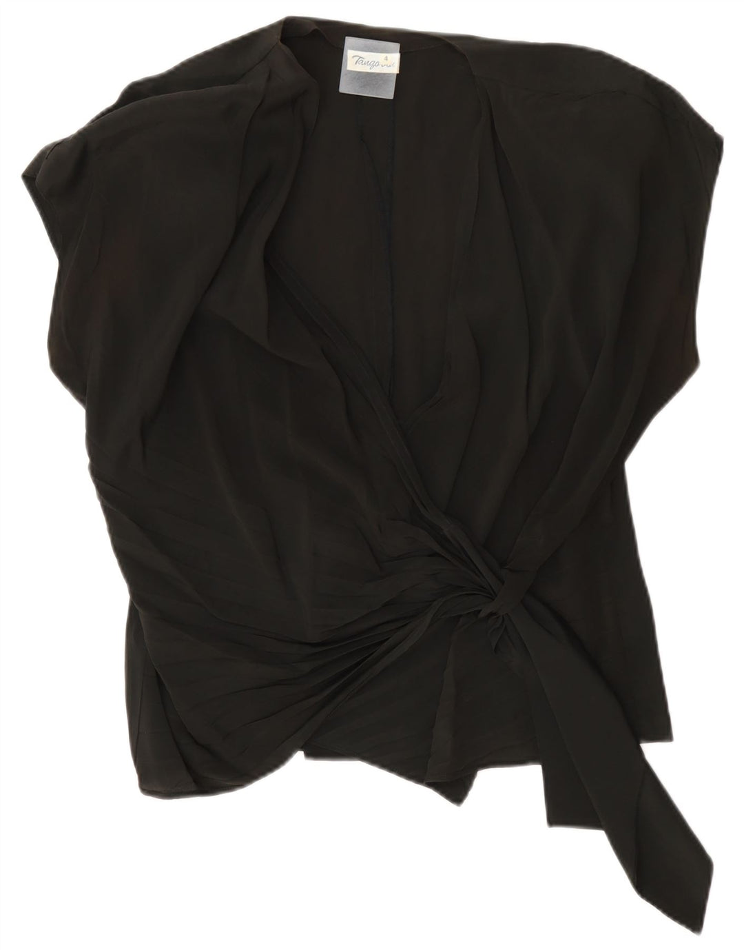 Bluză înfășurată supradimensionată pentru femei Vintage US 4 Small Acetat negru