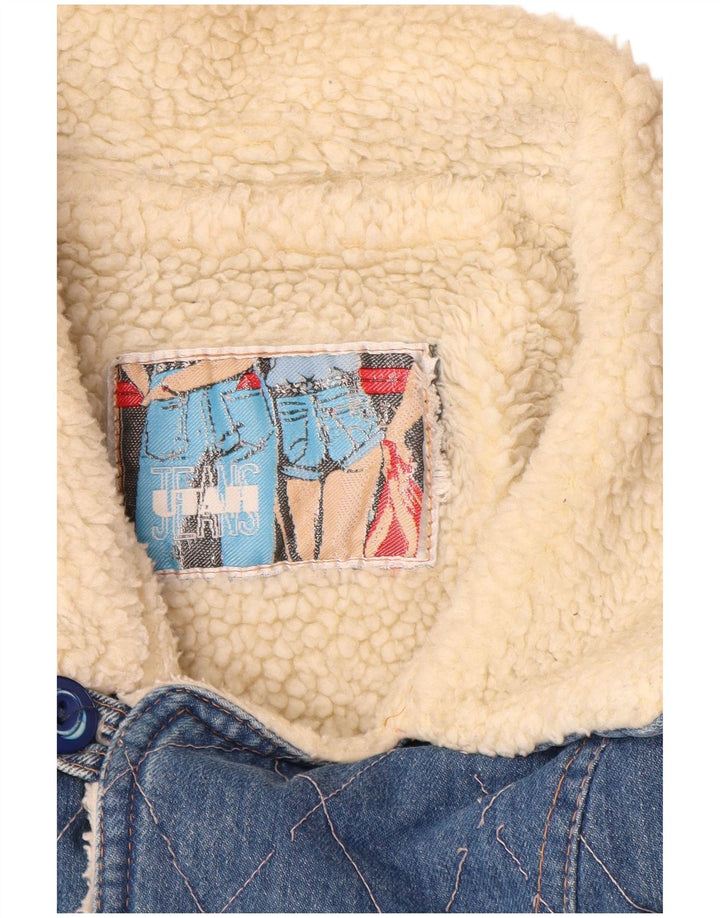 Jachetă de blugi Sherpa pentru bărbați VINTAGE UK 40 mare, albastru, bumbac clasic