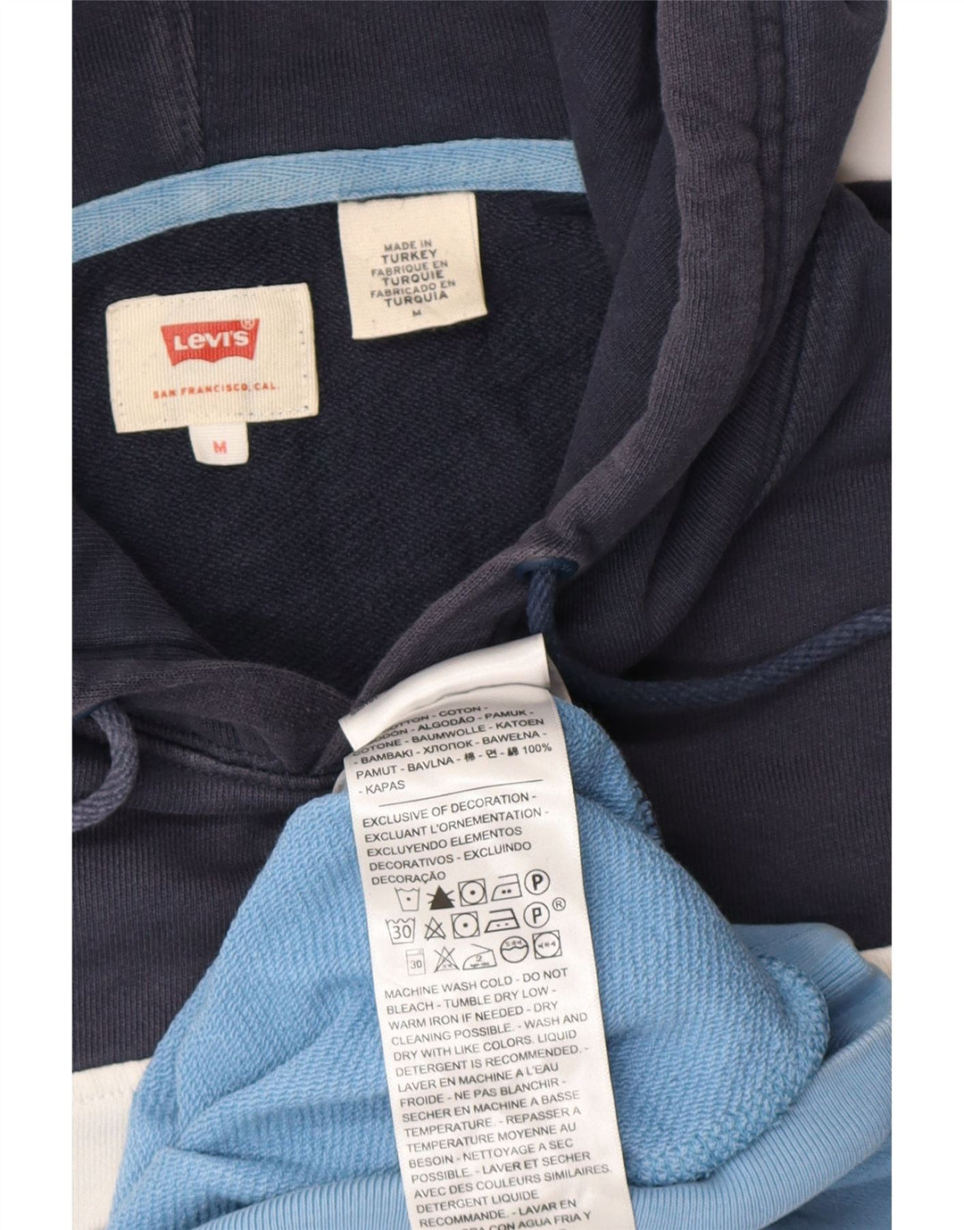 Pulover Levi's pentru bărbați cu capota cu grafică, din bumbac color bloc, albastru bleumarin mediu