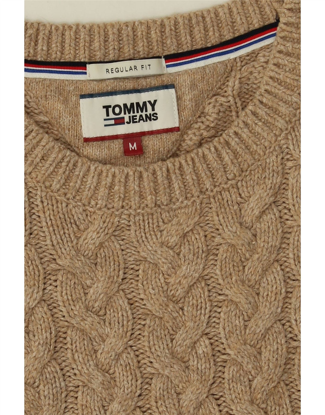 Pulover Tommy Hilfiger pentru bărbați, cu croială regulată, cu decolteu, mediu, bej