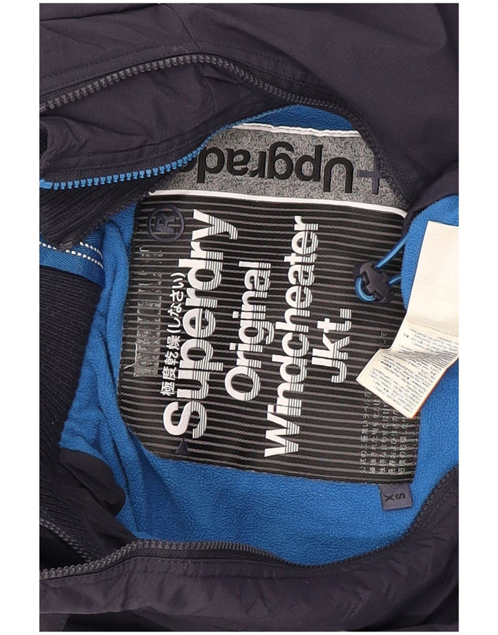 Jachetă de vânt cu glugă Superdry pentru bărbați UK 34 XS poliester bleumarin