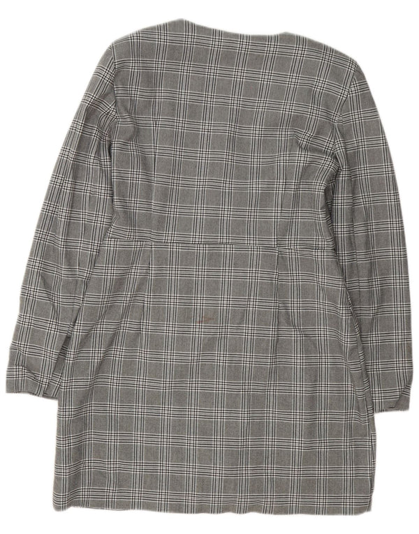 Rochie teacă cu mânecă lungă pentru femei Zara UK 18 XL, poliester în carouri gri