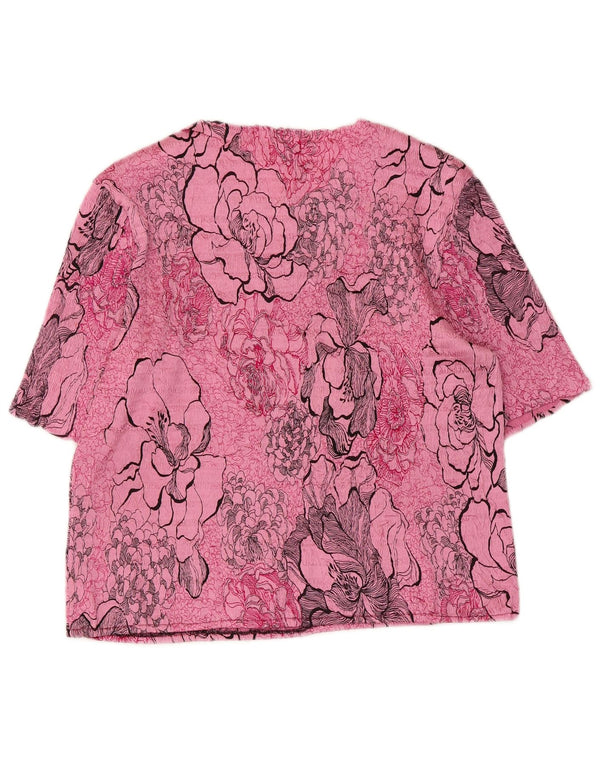 Bluză Vintage pentru femei UK 20 2XL Roz Floral