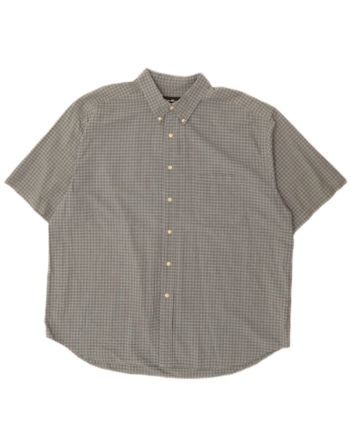 Cămașă cu mânecă scurtă pentru bărbați Eddie Bauer, bumbac vichy gri 2XL