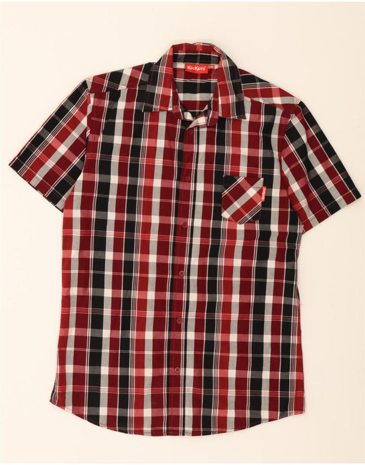 KICKERS Mens Short Sleeve Shirt Medium Red Check Cotton Vintage Kickers and Second-Hand Kickers from Messina Hembry 