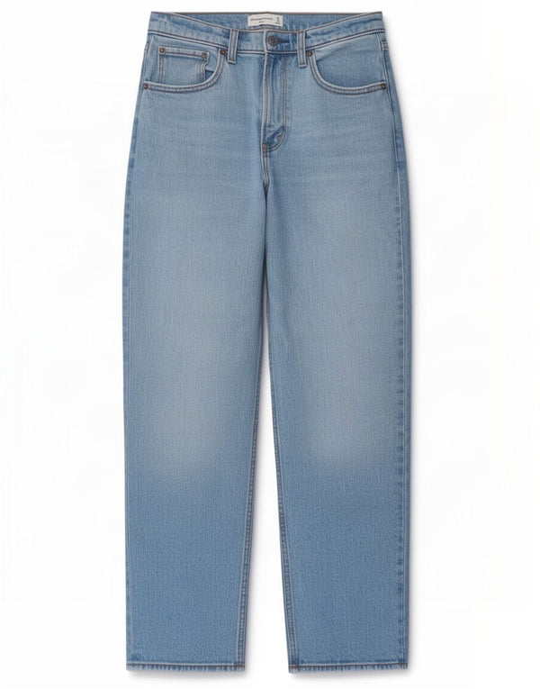 Abercrombie & Fitch Blugi drepte pentru femei cu talie mare US 4 Small W27 L29 Albastru