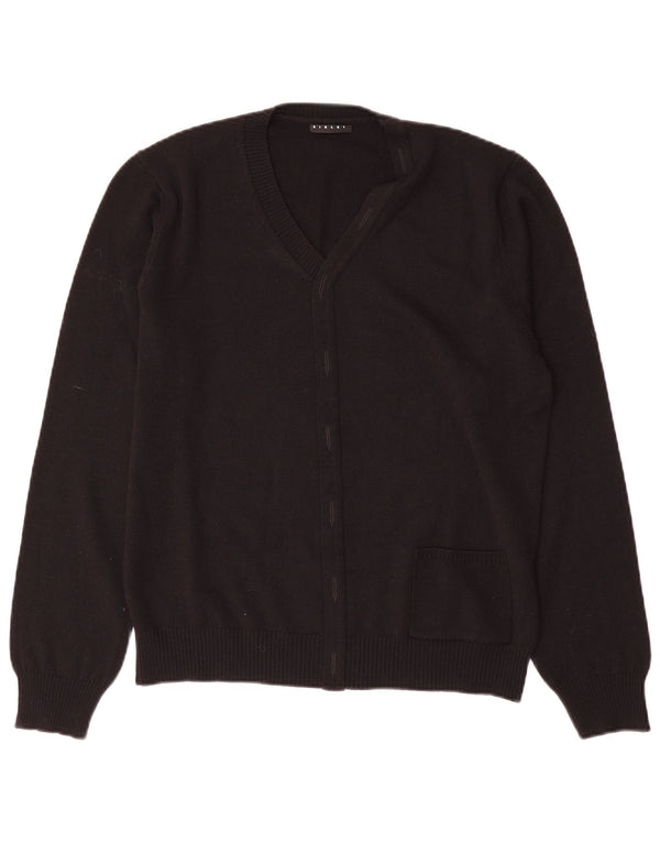 SISLEY Womens V-Neck Jumper Sweater UK 14 Medium Black Wool