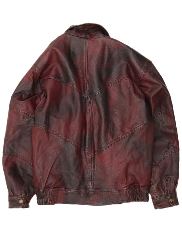 Jachetă de piele vintage pentru bărbați UK 42 XL Burgundy Tie Dye