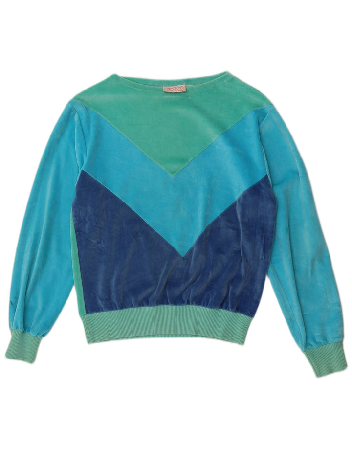 Pulover din velur pentru femei Codice UK 12 Bumbac color bloc albastru mediu