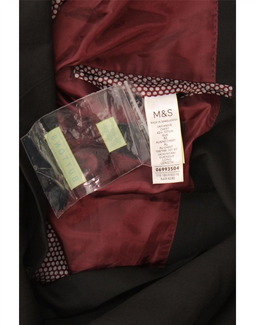 Jachetă pentru bărbați Marks & Spencer pentru bărbați, cu 2 nasturi, 42 XL, negru