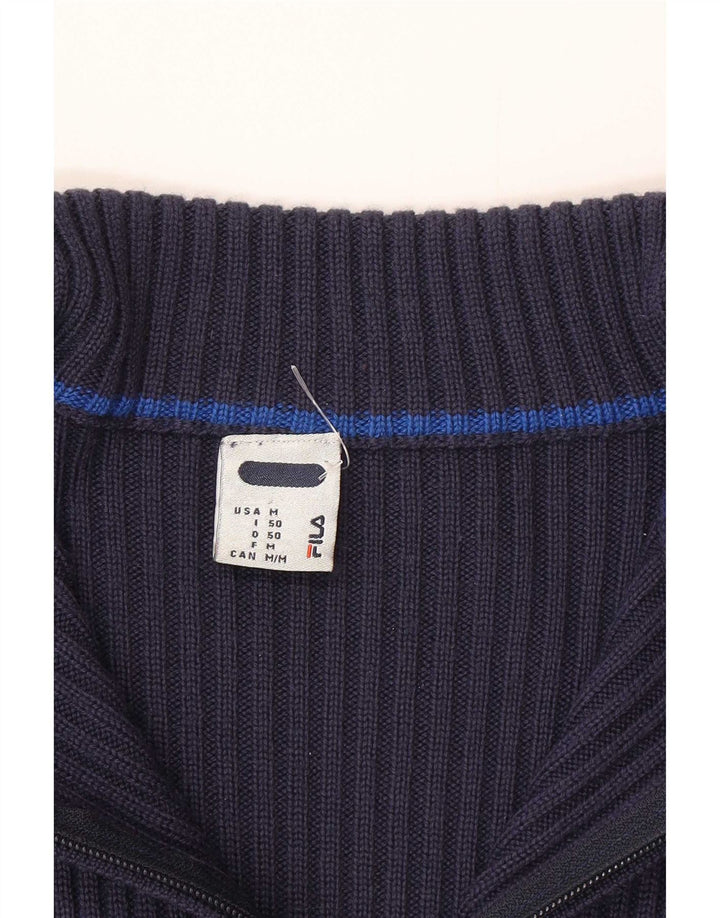 Pulover Fila pentru bărbați, cu fermoar și gât, IT 50, mediu, bleumarin, în dungi